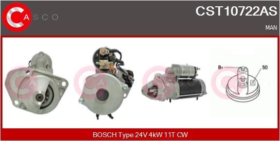 CASCO CST10722AS Starter motor 24V, 4kW, Number of Teeth: 11, CPS0045