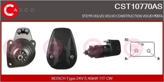 CASCO CST10770AS Starter motor 24V, 5,40kW, Number of Teeth: 11, CPS0016, Ø 88 mm