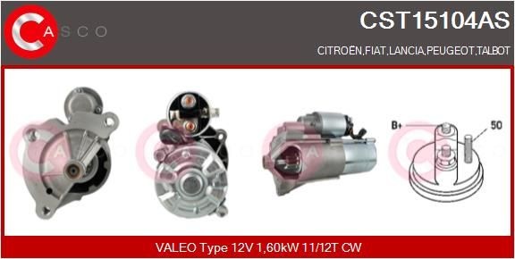 CASCO CST15104AS Starter motor 12V, 1,60kW, Number of Teeth: 11, 12, CPS0066, M8, Ø 82 mm