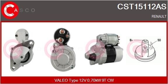 CASCO CST15112AS Starter motor 12V, 0,70kW, Number of Teeth: 9, CPS0060, M8, Ø 63 mm