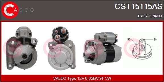 CASCO CST15115AS Starter motor 12V, 0,85kW, Number of Teeth: 9, CPS0065