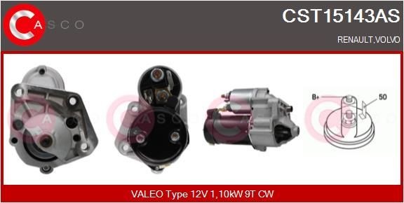 CASCO CST15143AS Starter motor 12V, 1,10kW, Number of Teeth: 9, CPS0060, M8, Ø 66 mm