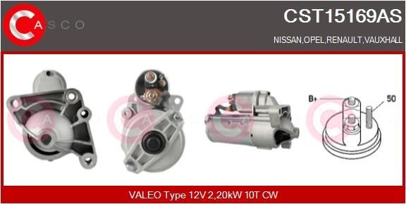 CASCO CST15169AS Starter motor 12V, 2,20kW, Number of Teeth: 10, CPS0066, M8, Ø 72 mm