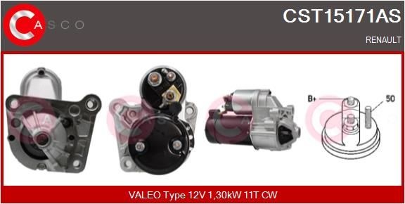 CASCO CST15171AS Starter motor 12V, 1,30kW, Number of Teeth: 11, CPS0066