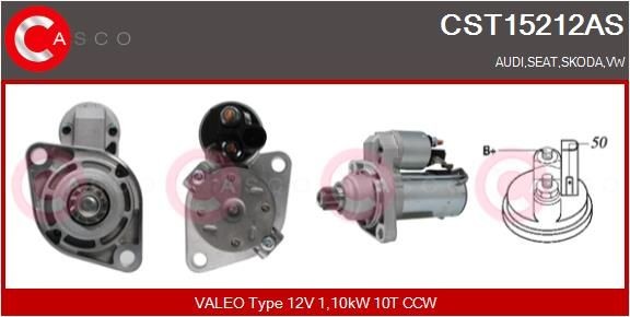 Volkswagen PASSAT Starter motors 10954680 CASCO CST15212AS online buy
