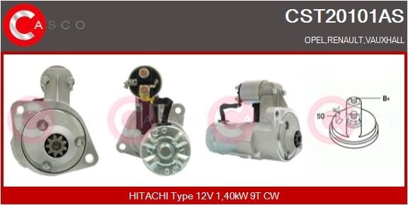 CST20101AS CASCO Starter OPEL 12V, 1,40kW, Number of Teeth: 9, CPS0049, M8, Ø 78 mm