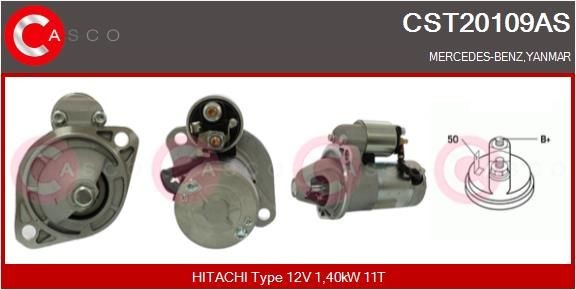 CASCO CST20109AS Starter motor 12V, 1,40kW, Number of Teeth: 11, CPS0065, M8, Ø 95 mm