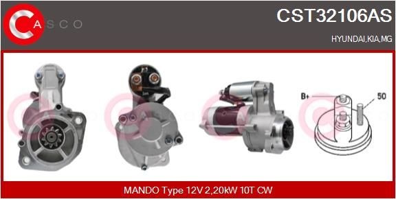 CASCO CST32106AS Starter motor 12V, 2,20kW, Number of Teeth: 10, CPS0066, M8, Ø 79 mm