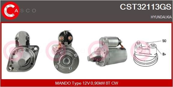 CASCO CST32113GS Starter motor 12V, 0,90kW, Number of Teeth: 8, CPS0036, M8, Ø 77 mm