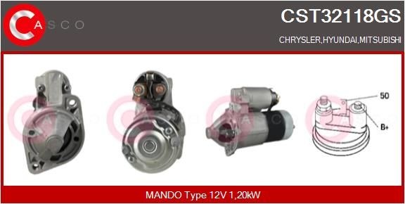 CST32118GS CASCO Starter CHRYSLER 12V, 1,20kW, CPS0036