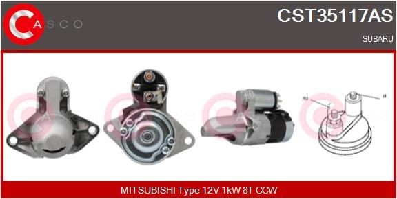 CASCO CST35117AS Starter motor 12V, 1kW, Number of Teeth: 8, CPS0126, M8, Ø 65 mm