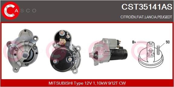 CASCO CST35141AS Starter motor 12V, 1,10kW, Number of Teeth: 12, 9, CPS0066, M8, Ø 64 mm