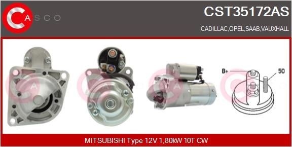 CASCO CST35172AS Starter motor 12V, 1,80kW, Number of Teeth: 10, CPS0066, M8, Ø 82 mm