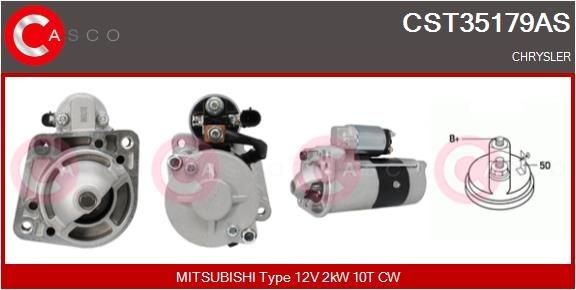 CASCO CST35179AS Starter motor 12V, 2kW, Number of Teeth: 10, CPS0038, M8, Ø 82 mm