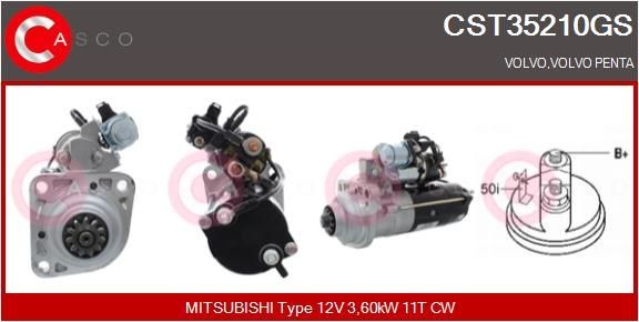 CASCO CST35210GS Starter motor 12V, 3,60kW, Number of Teeth: 11, CPS0177