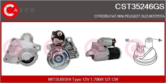 CASCO CST35246GS Starter motor 12V, 1,70kW, Number of Teeth: 12, CPS0078, Ø 65 mm