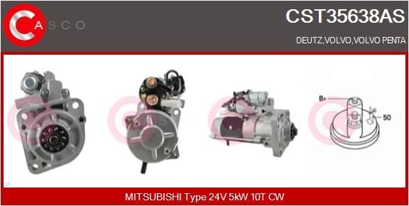 CASCO CST35638AS Starter motor 24V, 5kW, Number of Teeth: 10, CPS0038, M10, Ø 89 mm