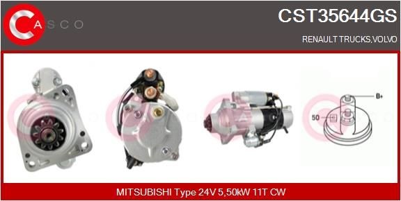 CASCO CST35644GS Starter motor 24V, 5,50kW, Number of Teeth: 11, CPS0074, M10, Ø 89 mm