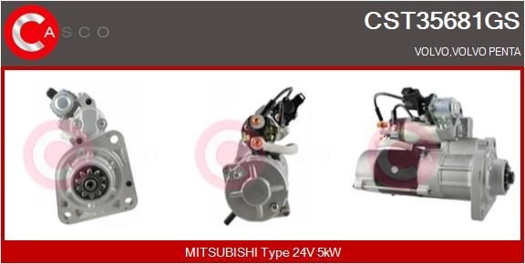 CASCO CST35681GS Starter motor 24V, 5kW, Number of Teeth: 10, M10, Ø 92 mm