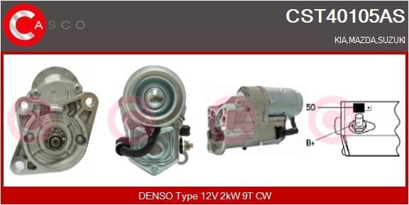 CASCO CST40105AS Starter motor 12V, 2kW, Number of Teeth: 9, CPS0119, M8, Ø 88 mm