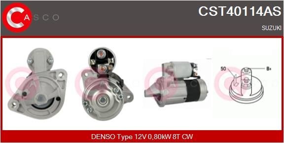 CASCO CST40114AS Starter motor 12V, 0,80kW, Number of Teeth: 8, CPS0065, Ø 75 mm