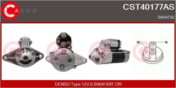 CASCO CST40177AS Starter motor 12V, 0,80kW, Number of Teeth: 8, 9, CPS0065, Ø 74 mm