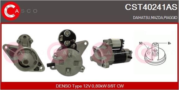 CST40241AS CASCO Starter DAIHATSU 12V, 0,80kW, Number of Teeth: 8, 9, CPS0065, M8, Ø 74 mm
