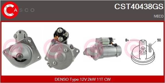 CST40438GS CASCO Starter IVECO 12V, 2kW, Number of Teeth: 11, CPS0066, Ø 84 mm