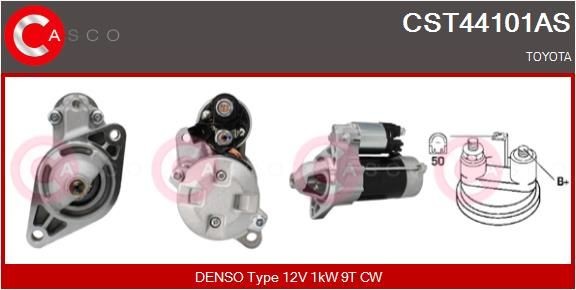 CASCO CST44101AS Starter motor 12V, 1kW, Number of Teeth: 9, CPS0018, M8, Ø 74 mm