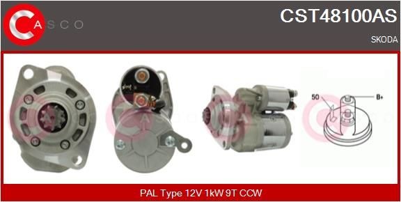 CASCO CST48100AS Starter motor 12V, 1kW, Number of Teeth: 9, CPS0065, M8, Ø 76 mm