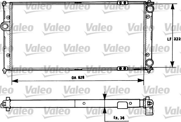 VALEO 731266 Engine radiator Aluminium, 322 x 630 x 34 mm, without coolant regulator, Mechanically jointed cooling fins