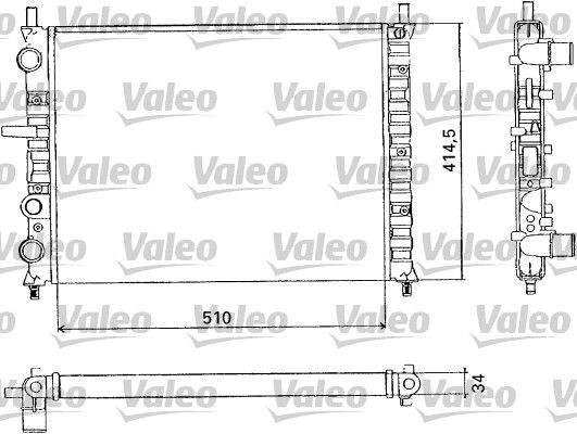 RM110 VALEO Aluminium, 510 x 415 x 34 mm, without coolant regulator Radiator 731302 buy