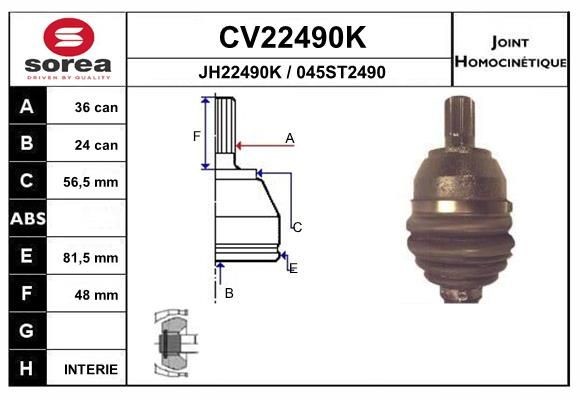 JH22490K EAI CV22490K Joint kit, drive shaft 1493004