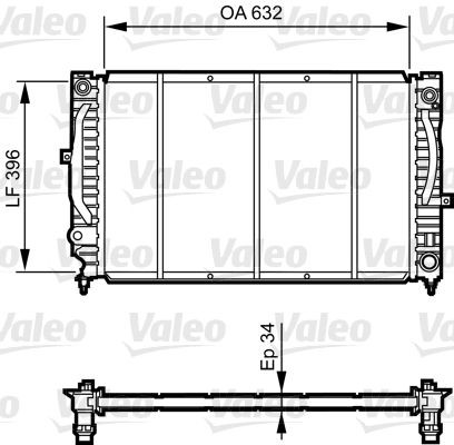 VALEO 731756 Engine radiator Aluminium, 632 x 396 x 34 mm, without coolant regulator, Mechanically jointed cooling fins