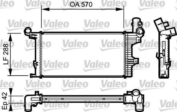 100308876 VALEO Aluminium, 570 x 288 x 42 mm, Brazed cooling fins Radiator 732303 buy