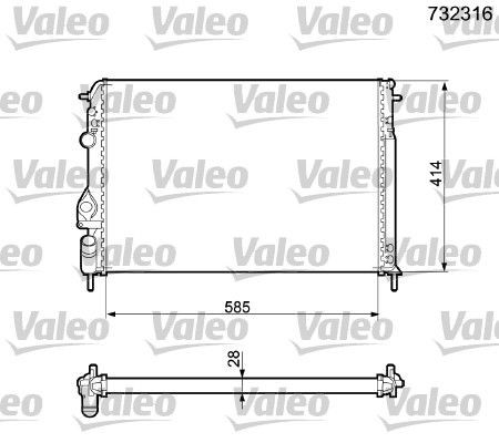 TH200 VALEO Aluminium, 585 x 415 x 23 mm, with coolant regulator, Mechanically jointed cooling fins Radiator 732316 buy