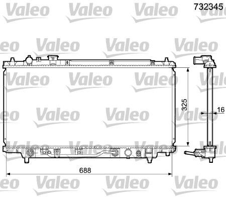 VALEO Aluminium, 330 x 688 x 16 mm, without coolant regulator, without cap, Brazed cooling fins Radiator 732345 buy