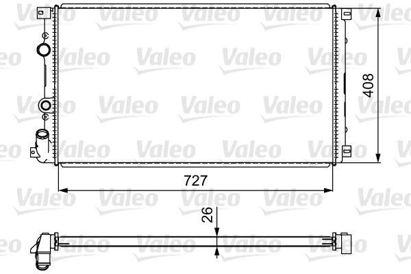 VALEO 732798 Engine radiator Aluminium, 728 x 415 x 27 mm, with coolant regulator