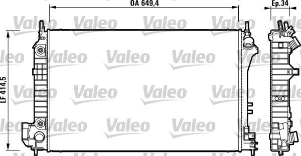 VALEO Aluminium, 650 x 415 x 34 mm, Mechanically jointed cooling fins Radiator 732878 buy