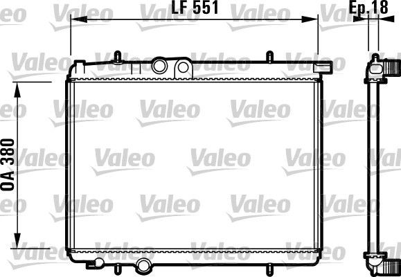 VALEO 732886 Engine radiator Aluminium, 380 x 551 x 18 mm, Mechanically jointed cooling fins