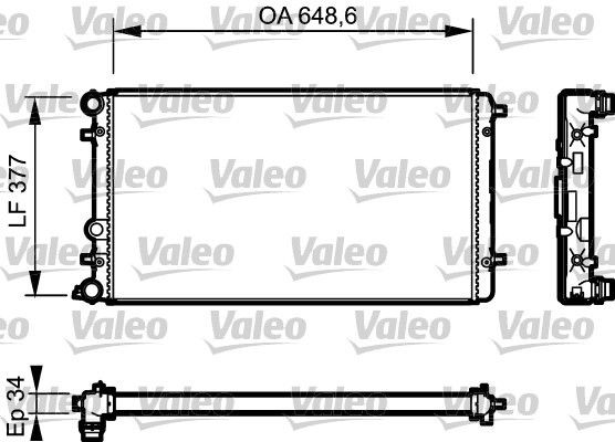 VALEO 732957 Engine radiator Aluminium, 649 x 377 x 34 mm, without coolant regulator