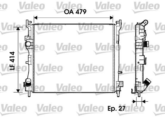VALEO 732960 Engine radiator Aluminium, 479 x 414 x 27 mm, without coolant regulator, Brazed cooling fins
