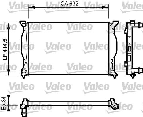 VALEO Aluminium, 632 x 415 x 34 mm, without coolant regulator, Mechanically jointed cooling fins Radiator 732963 buy