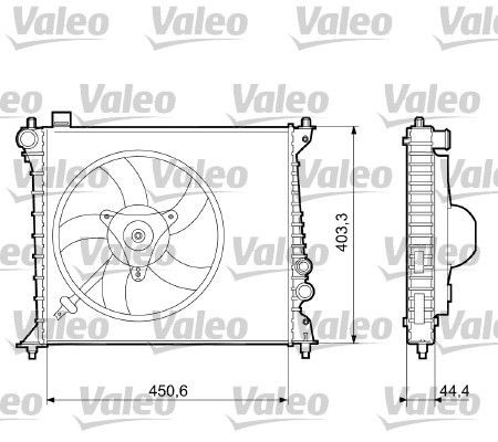 VALEO 733074 Engine radiator Aluminium, 450 x 403 x 23 mm
