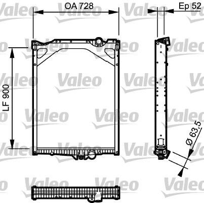 VALEO Aluminium, 728 x 900 x 52 mm, Brazed cooling fins Radiator 733500 buy