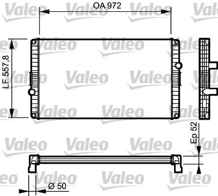 VALEO Aluminium, 567 x 972 x 52 mm, Brazed cooling fins Radiator 733501 buy