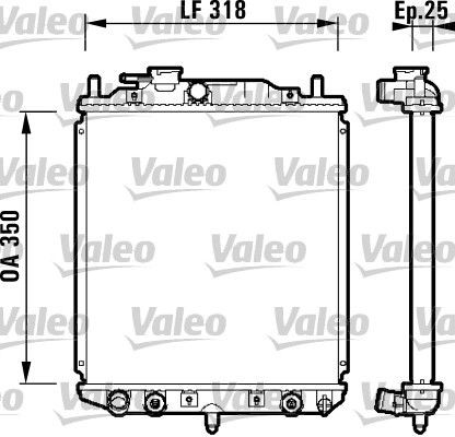 VALEO 734101 Engine radiator Aluminium, 350 x 318 x 25 mm, without coolant regulator, Brazed cooling fins