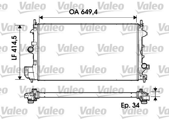 VALEO 734339 Engine radiator Aluminium, 649 x 415 x 34 mm, without coolant regulator