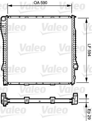 VALEO Aluminium, 590 x 594 x 29 mm, Brazed cooling fins Radiator 734896 buy