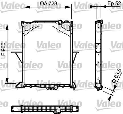 VALEO Aluminium, 728 x 900 x 52 mm, Brazed cooling fins Radiator 735017 buy